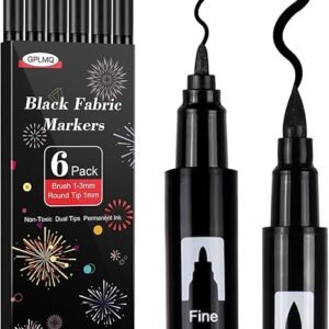 Permanent Black Fabric Markers - Dual Tip, Non-Toxic